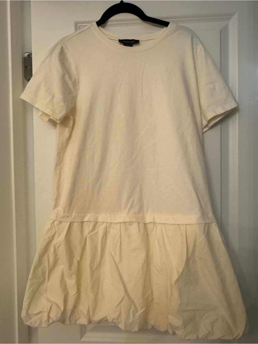 Sanctuary Cream Short-Sleeve Tiered Cotton Popover Dress